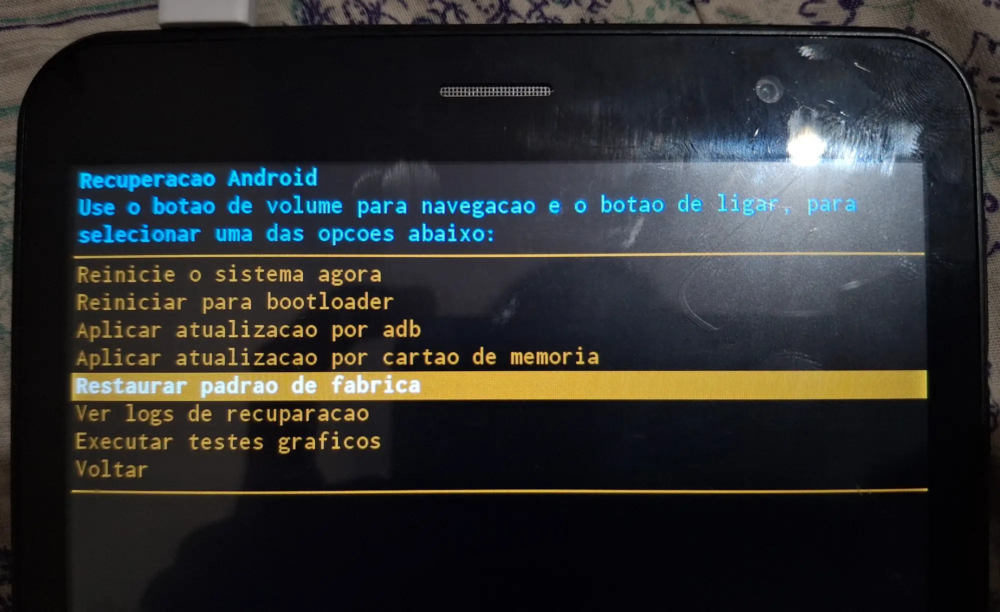Multilaser M8 4G SO0V advanced options on recovery mode